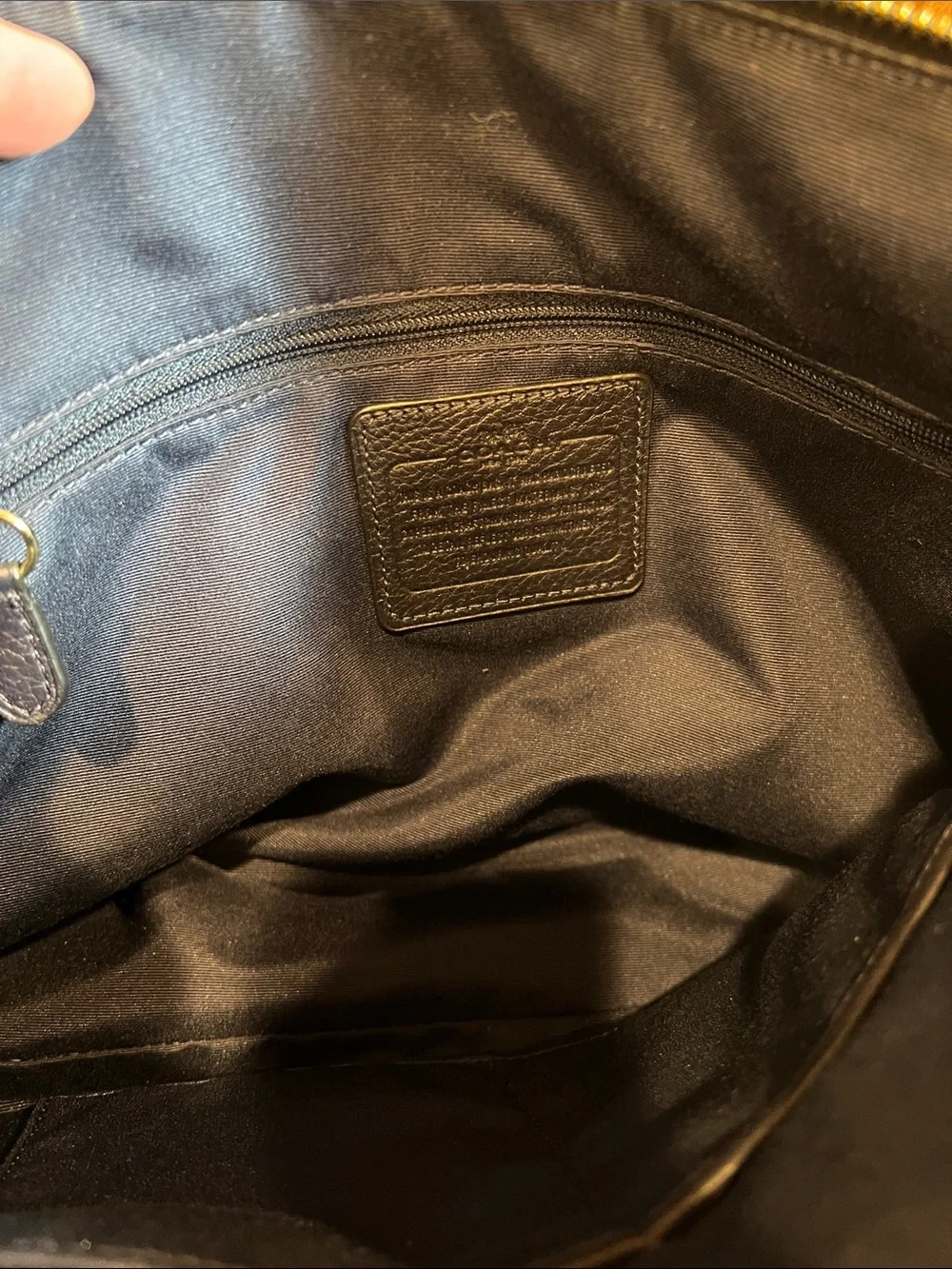Coach Morgan satchel bag in midnight navy pebble grain leather